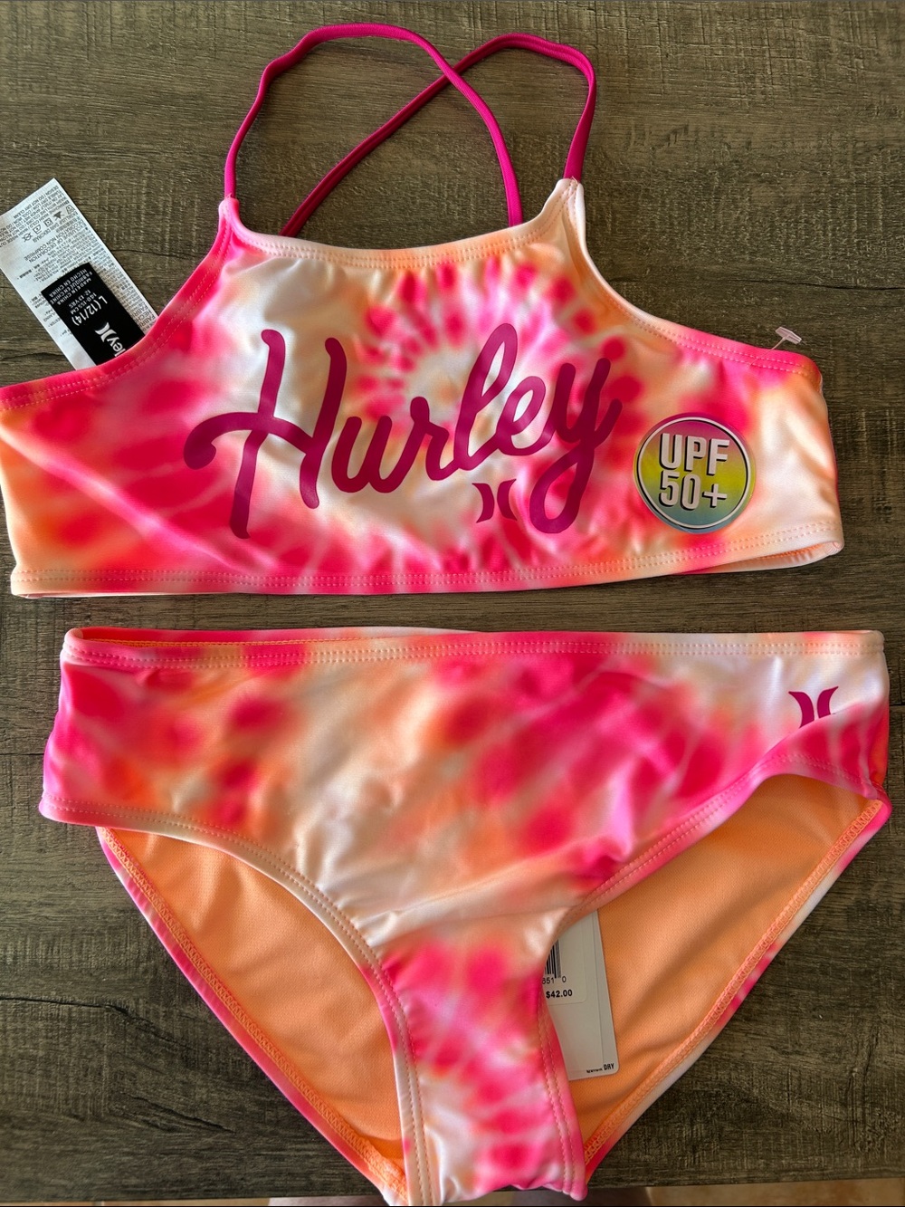 Hurley Pink and Orange Tie-Dye Girls Bikini Set